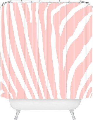 Natalie Baca Zebra Striped Rose Quartz Shower Curtain Pink