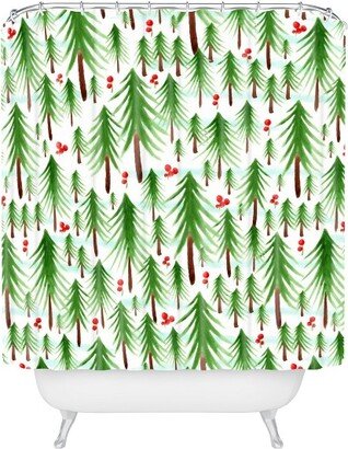 Christmas Tree Farm Shower Curtain Green