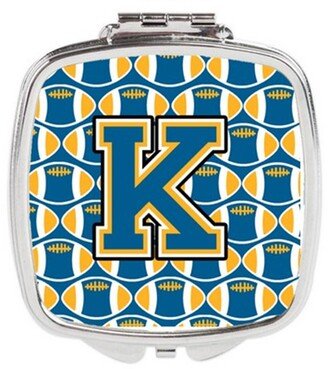 CJ1077-KSCM Letter K Football Blue & Gold Compact Mirror, 3 x 0.3 x 2.75 in.