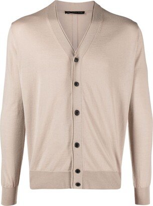 layered V-neck wool cardigan