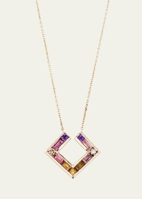 JOLLY BIJOU 14k Gold Open Square Multi-Stone Necklace