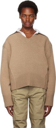 Brown V-Neck Sweater-AA