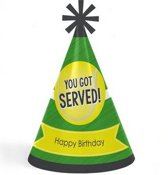 Big Dot Of Happiness You Got Served - Tennis - Cone Tennis Ball Happy Birthday Party Hats - Set of 8