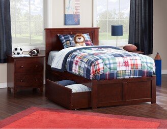 AFI Madison Twin Platform Bed with Footboard and 2 Drawers in Walnut