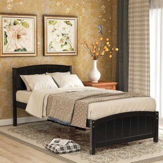 EDWINRAY Twin Size Wooden Platform Bed with Headboard and Footboard,Wood Slat Support