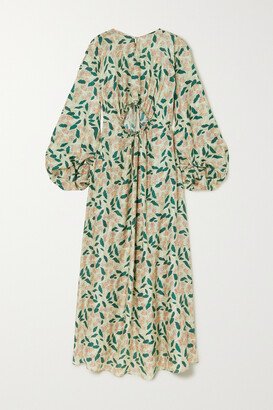 Net Sustain Cutout Floral-print Silk Kaftan - Green