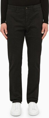 Black cotton chino trousers