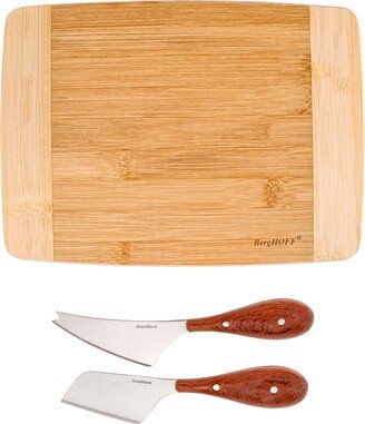 Bamboo 3 Piece Two-toned Board and Aaron Probyn Cheese Knives Set
