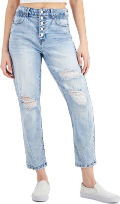 Juniors' Distressed Five Button-Fly Jeans