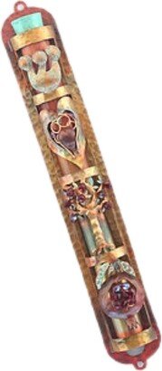 Modern Copper Mezuzah Case With Jewish Protective Symbols