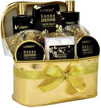 Lovery Honey Jasmine Self Care Package, Bath and Body Cosmetic Bag Set, 12 Piece