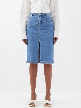 Hudson Front-slit Denim Midi Skirt