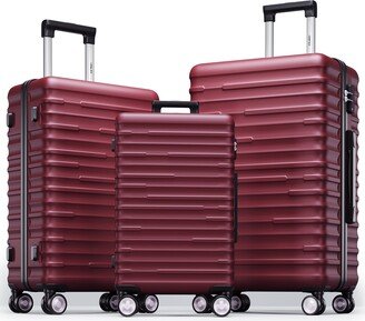 EDWINRAY Luggage Sets of 3 with TSA Lock & Spinner, Expandable Hardshell Carry on Luggage Lightweight Suitcase Set 20 24 28, Red