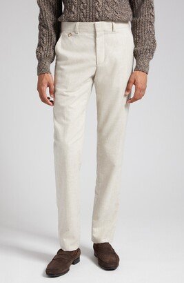 Slim Flat Front Wool & Cashmere Flannel Chino Pants
