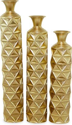 Primrose Valley 3-Piece Beveled Metal Vase Set