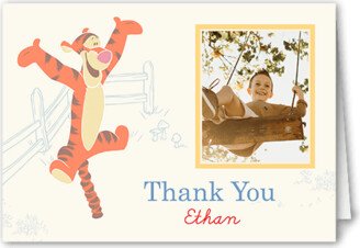 Thank You Cards: Disney Winnie The Pooh Birthday Thank You Card, White, 3X5, Matte, Folded Smooth Cardstock