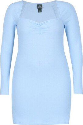 Women's Rib Mini Dress 2X Light Blue