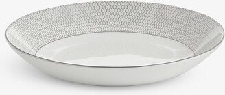 Gio Platinum Metallic Geometric-pattern Bone-china Pasta Bowl 24cm