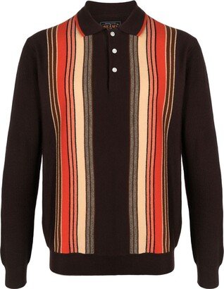 Intarsia-Knit Striped Wool Polo Shirt