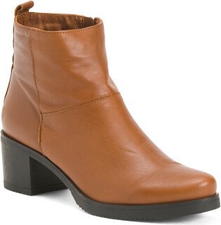 Leather Block Low Heel Chelsea Booties for Women-AA