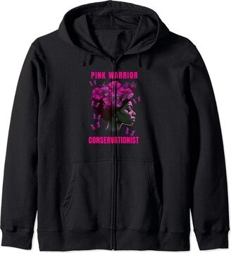 Breast Cancer Awareness Design and Gifts Breast Cancer Awareness Conservationist Pink Warrior Zip Hoodie