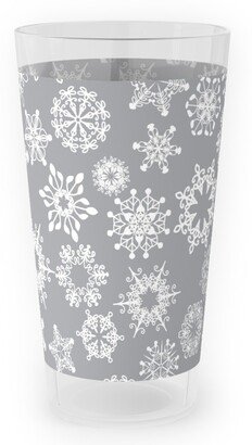 Outdoor Pint Glasses: Snowflake Silver Outdoor Pint Glass, Gray