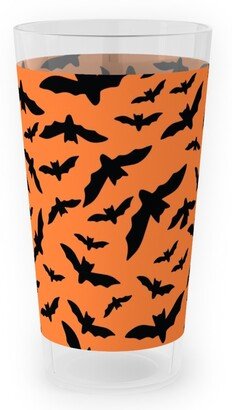 Outdoor Pint Glasses: Halloween Black Bats Outdoor Pint Glass, Orange