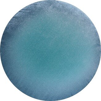 Round Silk Velvet Pillow Hand Dyed Silk Velvet By Fabric17 Studio Gentle Teal To Blue-Gray Ombré D 15
