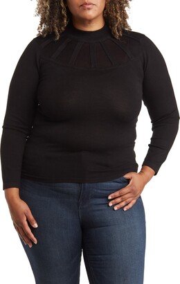 BY DESIGN Rosabla Mock Neck Illusion Cutout Sweater