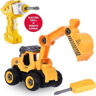 Hozxclle DIY Excavator Take Apart -With Electric Drill-Converts To Remote Control Car RC Excavator With Sound