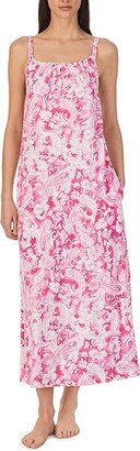 Double Strap Maxi Gown (Pink Paisley) Women's Pajama