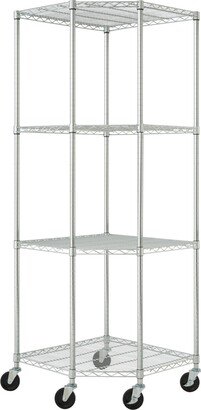 Ecostorage 4-Tier Corner Wire Shelving Rack with Nsf Includes Wheels