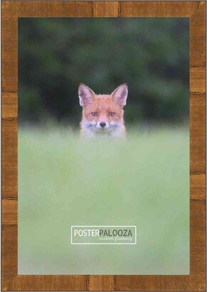 PosterPalooza 3x5 Contemporary Honey Pecan Complete Wood Picture Frame with UV Acrylic, Foam Board Backing, & Hardware