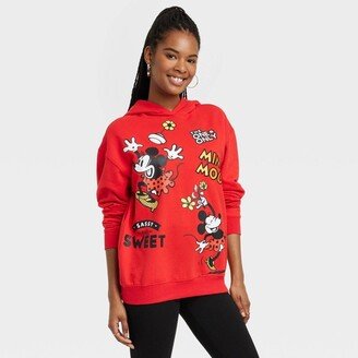 Women's 100 Mickey Minnie Graphic Hoodie - Red