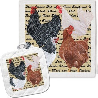 Chicken Mix Kitchen Dish Towel & Pot Holder Gift Set