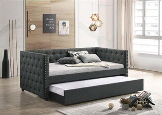 TiramisuBest 86L Twin Upholstered Daybed & Trundle , Grey Fabric