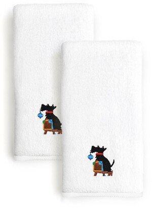 Christmas Dog Embroidered Hand Towels - Set of 2