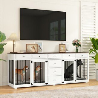 Timechee Large Dog Crate Furniture Wooden Dog Crate TV Stand Entertainmnet - 89W