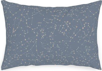 Outdoor Pillows: Constellations - Grey With Gold Stars Outdoor Pillow, 14X20, Single Sided, Gray