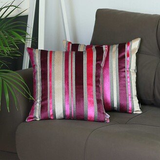 Set of 2 Purple Varigated Stripe Decorative Pillow Covers