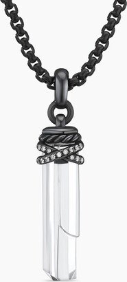 Wrapped Crystal Amulet in Crystal with Blackened Silver and Diamonds, 46mm Women's