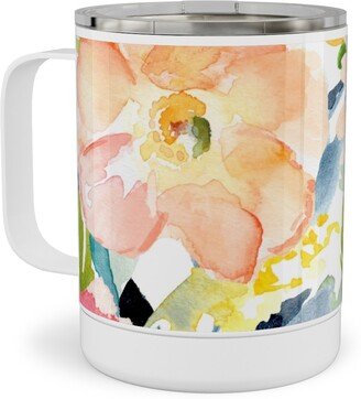 Travel Mugs: Floral Love Print Stainless Steel Mug, 10Oz, Multicolor