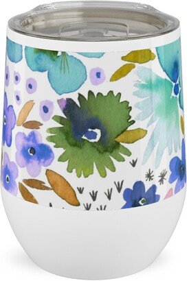 Travel Mugs: Artful Little Flowers - Multi Stainless Steel Travel Tumbler, 12Oz, Multicolor