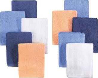Baby Boy Rayon from Bamboo Luxurious Washcloths, Blue Orange 10-Pack, One Size