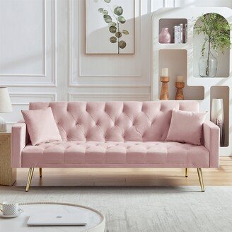 BESTCOSTY Pink Convertible Folding Futon Sofa Bed , Sleeper Sofa Couch