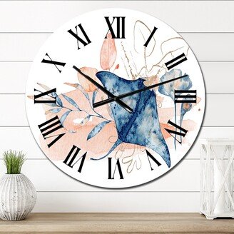 Designart 'Ray Fish In Blue With Floral Composition' Nautical & Coastal wall clock