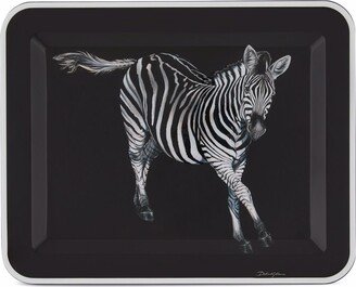 Medium Zebra-Print Wood Tray