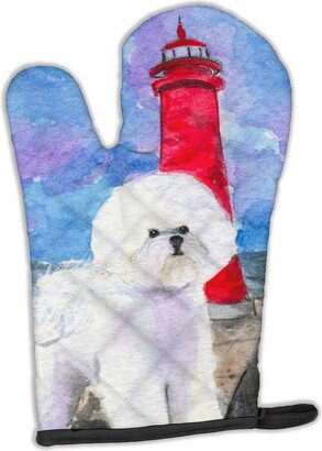 Lighthouse with Bichon Frise Oven Mitt