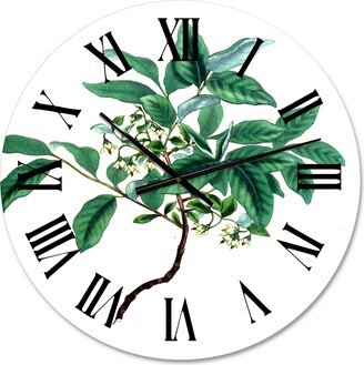 Designart 'Vintage Green Leaves Plants IV' Traditional wall clock