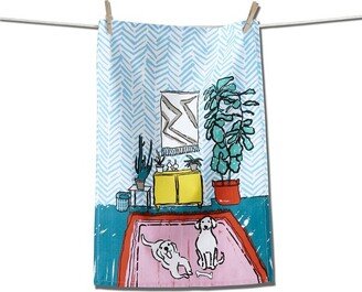 tagltd Playful Dogs Flour Sack Dishtowel